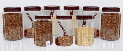 Heart Home Plastic Grocery Container  - 800 ml(Pack of 9, Brown)