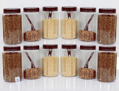 Heart Home Plastic Grocery Container  - 1800 ml(Pack of 12, Brown)