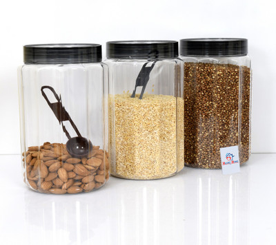 Heart Home Plastic Grocery Container  - 800 ml(Pack of 3, Grey)