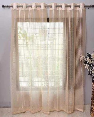 STAMEN 274 cm (9 ft) Tissue Semi Transparent Long Door Curtain (Pack Of 2)(Self Design, White)