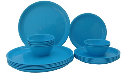 Incrizma Pack of 18 PP (Polypropylene) Dinner Set(Blue, Microwave Safe)