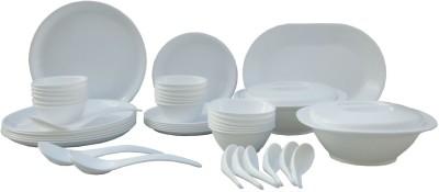 Incrizma Pack of 44 PP (Polypropylene) Dinner Set(White, Microwave Safe)