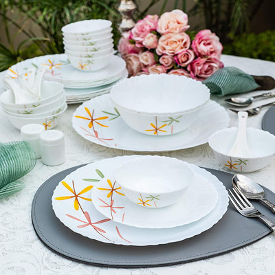 NOVO FROM LAOPALA Pack of 35 Opalware NOVO dinner set Dinner Set(Multicolor, Microwave Safe)