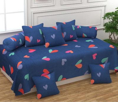 WMK Polycotton Plain Diwan Set(Blue)