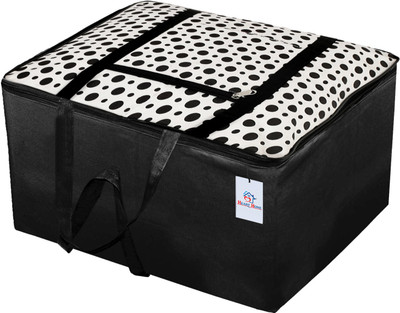 Heart Home Designer Polka Dots Design Canvas Jumbo Underbed Moisture Proof Storage Bag with Zipper Closure Handle (Black & White) HHOME010418(Black & White)