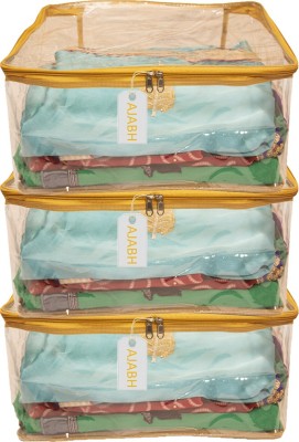 Ajabh High Quality Multipurpose Plain Transparent Saree/Garment Storage Bag (Pack Of 3) TPS00223(Gold)