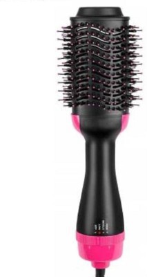 Pradhyumna enterprise Hot Air Brush, One-Step Hair Dryer, and Volumizer Styler, Professional 2-in-1 Salon Negative Ion Ceramic Electric Blow Rotating Straightener and Curly Comb with Anti-Scald, Black Hair Styler (Black and pink) Hair Straightener Brush (Black, Pink)