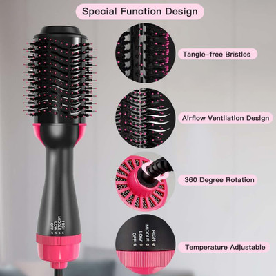 LAZIRA Hot Air Brush, Hair Dryer, and Volumizer Styler, Professional 2-in-1 Salon Negative Ion Ceramic Electric Blow Rotating Straightener and Curly Comb with Anti-Scald, Black round hair brush LAZIRA Hot Air Brush, Hair Dryer, and Volumizer Styler, Professional 2-in-1 Salon Negative Ion Ceramic Electric Blow Rotating Straightener and Curly Comb with Anti-Scald, Black round hair brush