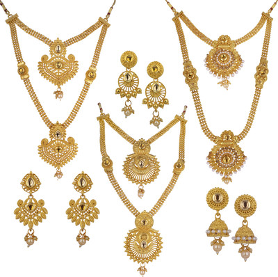 R A Enterprises Alloy Gold-plated Gold Jewellery Set(Pack of 2)
