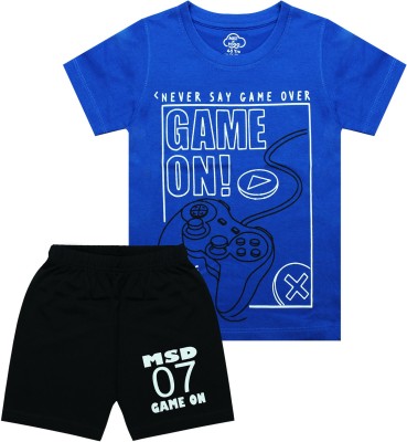 MIST N FOGG Boys Casual T-shirt Shorts(Blue)