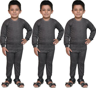 LUX INFERNO Top - Pyjama Set For Boys & Girls(Grey, Pack of 6)