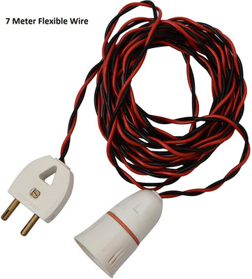 JELECTRICALS Hanging Bulb Holder with 2 Pin Plug and 7 Metre Flexible Wire Plastic Light Socket(Pack of 1)