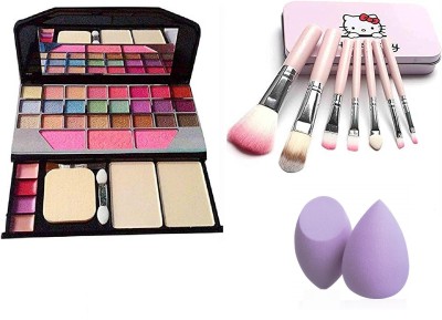 Shrijaa Beauty Makeup Kit 6155 + 7 Pcs Makeup Brush +2 MeNOW Sponge Puff