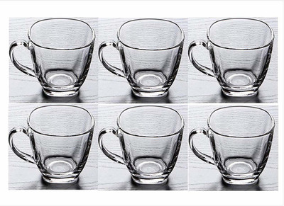 Retailio Pack of 6 Glass Crystal Clear Glass Tea Mugs(Clear, Cup Set)