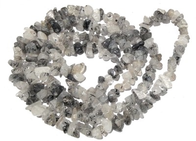 CRYSTU Black Rutile Mala Natural Chips Beads Mala Semi Precious Gemstone Crystal Necklace Reiki Healing Stone Mala Jap Mala 32 Inch Approx For Unisex Beads, Crystal Crystal Chain