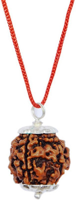 Takshila Gems Natural 6 Face Rudraksha Pendant in Silver Polished Caps Lab Certified 6 Mukhi Rudraksha Locket Six Face Rudraksha Pendant Wood Pendant