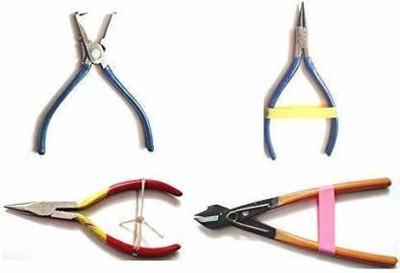 Digital Craft Jewellery Making Tool Combo - Flat, Round and Side Cutter Nose & Hole Punch Plier - Pack of 4 Pcs Round Nose Plier(Length : 6 inch)