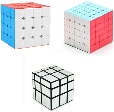 vworld Challenging High Speed Smooth Stickerless Cube Combo Of Mirror Magic Puzzle Cube (3 Pieces)(3 Pieces)