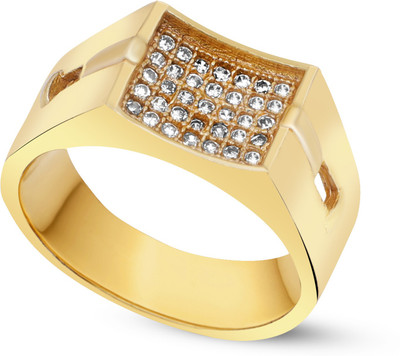 mahi creation Brass Diamond Gold Plated Ring
