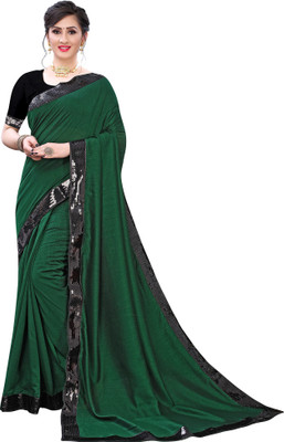 Ratnavati Solid/Plain Bollywood Silk Blend Saree(Green)