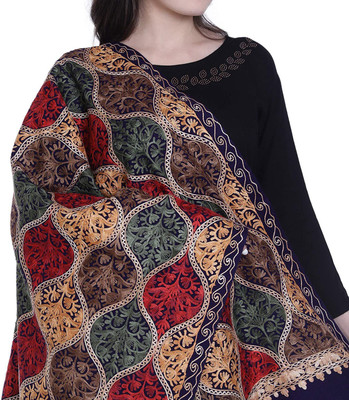 Kashmiri queen Wool Embroidered Women Shawl(Multicolor)