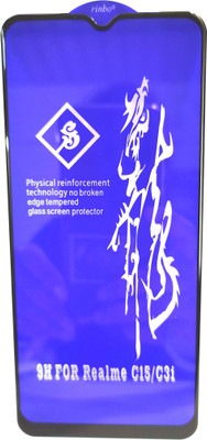 Richuzers Edge To Edge Tempered Glass for Realme C15, C3i(Pack of 1)