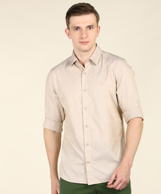 United Colors of Benetton Men Solid Casual Beige Shirt