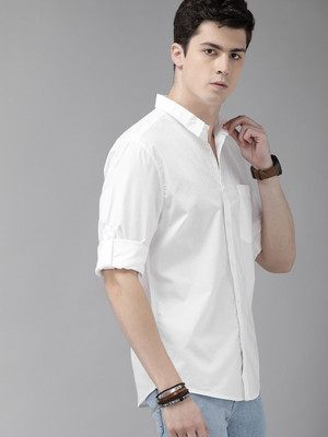 Roadster Men Solid Casual White Shirt
