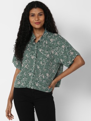 American Eagle Outfitters Women Printed Casual Green Shirt
