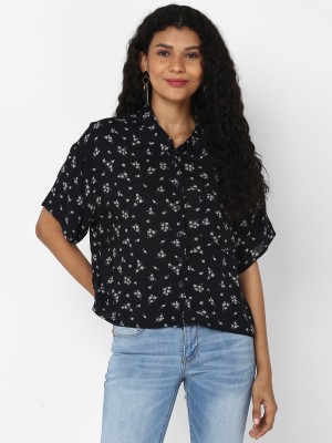 American Eagle Outfitters Women Printed Casual Black Shirt