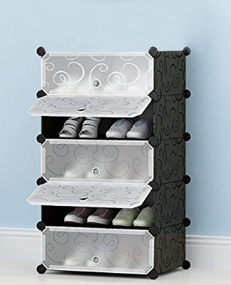 Toriyox Shoe Stand DIY Plastic Shoe Portable Storage Organizer. 5 Cube Shoe Wardrobe. Plastic Collapsible Shoe Stand with Cover for Home/Office Wardrobe Cube Organizer Black (5 Cube Black) Metal Collapsible Shoe Stand(Black, 5 Shelves, DIY(Do-It-Yourself))