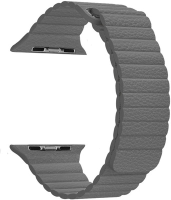 TINGTONG Adjustable Leather 42mm/44mm Band with Ultra Secure, Strong Magnetic Closure Grey Smart Watch Strap(Grey)