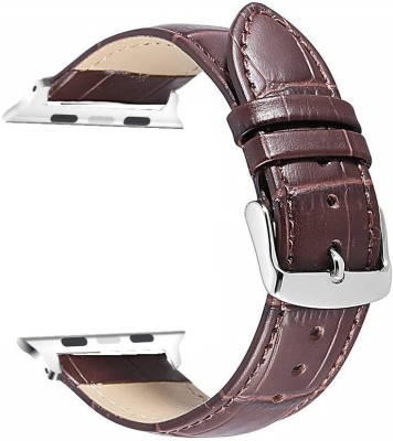 Juberous Croc Style Leather Loop 42mm/44mm/45mm Band with Adjustable Closure Wrist Dark Brown Smart Watch Strap(Brown)