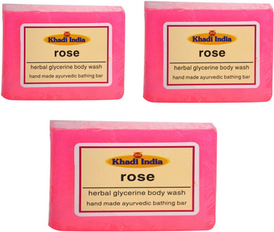KHADI INDIA herbal rose soap(3 x 125 g)