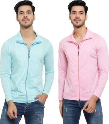 Bribzy Solid Men Polo Neck Light Blue, Pink T-Shirt