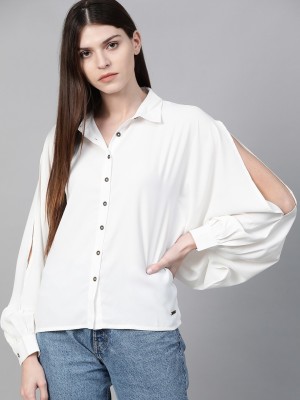 Roadster Casual Full Sleeve Solid Women White Top