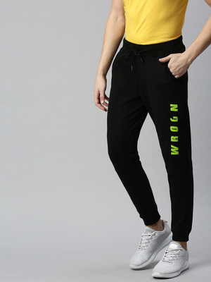 WROGN Graphic Print Men Black Track Pants