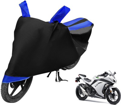 MOCKHE Two Wheeler Cover for Kawasaki(Ninja 300, Black, Blue)