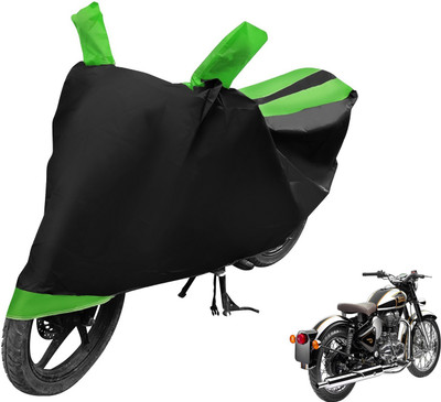 MOCKHE Two Wheeler Cover for Royal Enfield(Classic Chrome, Black, Green)