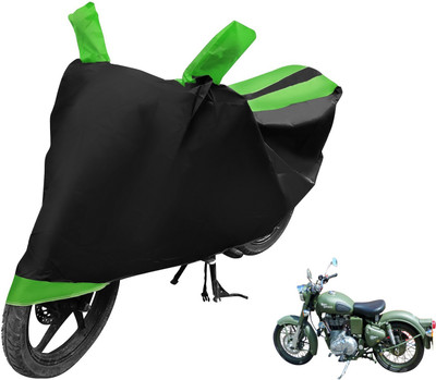 MOCKHE Two Wheeler Cover for Royal Enfield(Battle, Black, Green)