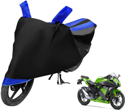 MOCKHE Two Wheeler Cover for Kawasaki(Ninja, Black, Blue)