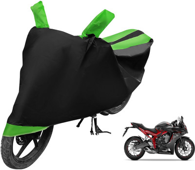 Auto Hub Two Wheeler Cover for Honda(CBR 650F, Black, Green)