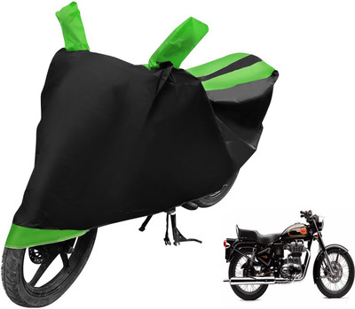 MOCKHE Two Wheeler Cover for Royal Enfield(500, Black, Green)
