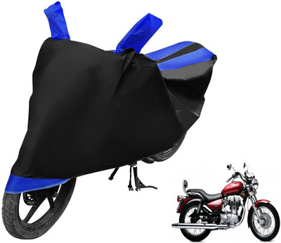 MOCKHE Two Wheeler Cover for Royal Enfield(Bullet 350 Twinspark, Black, Blue)