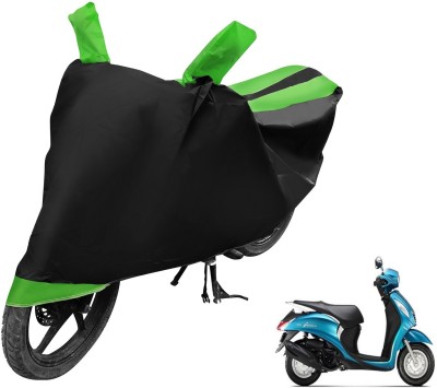 MOCKHE Two Wheeler Cover for Yamaha(Fascino, Black, Green)