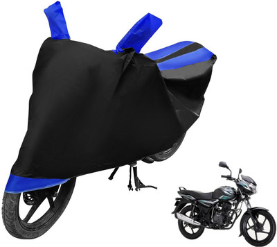 MOCKHE Two Wheeler Cover for Bajaj(Discover 100 DTS-i, Black, Blue)
