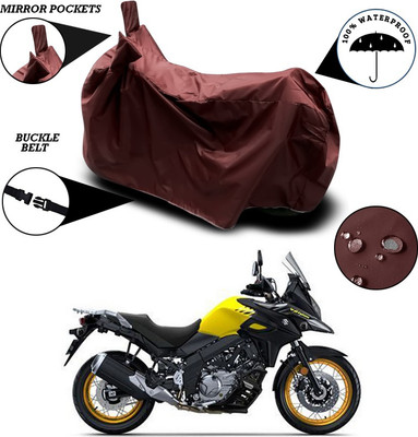 ANTHUB Waterproof Two Wheeler Cover for Suzuki(V Strom 650, Maroon)