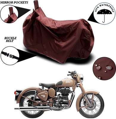 ANTHUB Waterproof Two Wheeler Cover for Royal Enfield(Classic Desert Storm, Maroon)