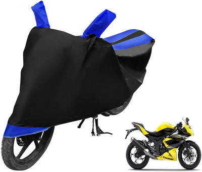 MOCKHE Two Wheeler Cover for Kawasaki(Ninja, Black, Blue)