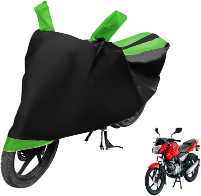 Auto Hub Two Wheeler Cover for Bajaj(Pulsar 135 LS DTS-i, Black, Green)